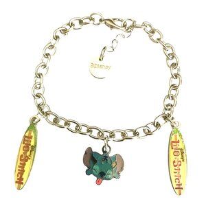 Vintage Disney Lilo & Stitch Charm Bracelet Aulani Ohana Surfboard Charms 7-8"